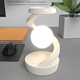 Aladeno Modern Spiral Bedside Lamp Innovative 3D Visual Levitation Ball LED Table Lamp Modern Spiral Bedside Lamp Table Lamp for Bedroom Living Room Office ﻿ (White)