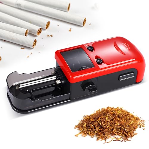Automatic Electric Cigarette Rolling Machine - Grind Filled with Herb,Tobacco Fully Automatic Cigarette Rolling Machine Ease of Use,Adjustable Tightness, Quick Production（Red）