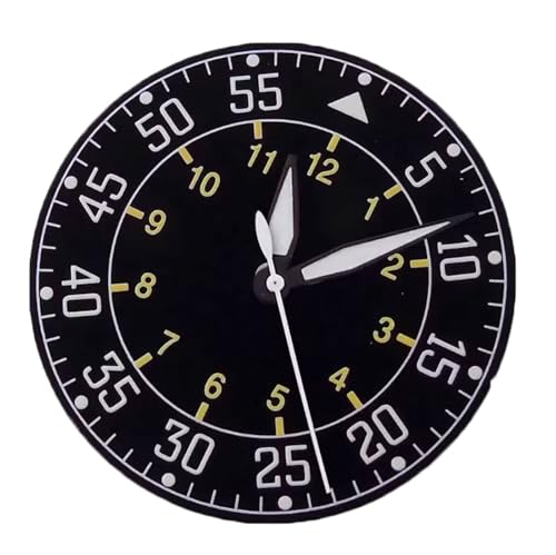 SJHDUNBW 33.5mm Black Silver Pilot Watch Dial Pointer Green Luminous NH35 NH36 PT5000 Scratch-Resistant Watch Dial