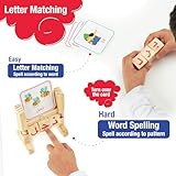 Zedne Cognitive Playset Kids Wooden Word Builder Cubes: Engaging Arabic Learning Toy with 50 Cards and Rotating Cubes - Enhance Reading and Spelling Skills