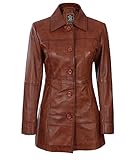 fjackets Brown Leather Jacket Women - Real Lambskin Long Coats For Women - Kandis Cognac leather coats for women | [1515034] L