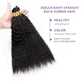 Kinky Straight Human Braiding Hair for Boho Braids Wet and Wavy Bulk Human Hair For Braiding No Weft 100g (1Pack-4PCS) Yaki Straight Bulk Human Hair for Micro Braiding (Natural Black, 18 Inch)