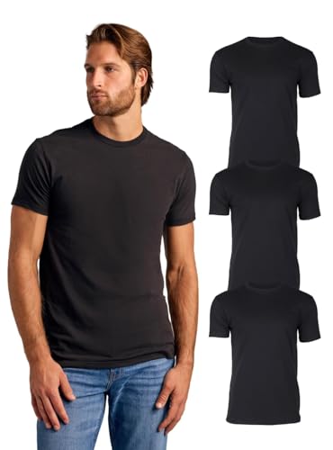 True Classic Mens T-Shirts - Short Sleeve Crew Neck Plain Novelty T Shirt for Men, Pack of 3, Black, L