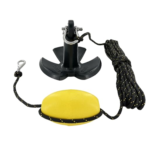 XIALUO Marine River Anchor Kit 12 lb Black PE Coated Kayak Anchor Accessories with 50 ft Rope for Fishing Kayaks, Canoe, Jet Ski, SUP Paddle Board and Small Boats