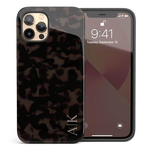 Artisticases Custom Tort Tortoiseshell Initials Name Case, Personalized Name Case, Compatible with iPhone 16 Pro Max, 15 Plus, 14, 13 Mini, 12, 11, X/XS Max, ‎XR, 7/8‎ - Vertical