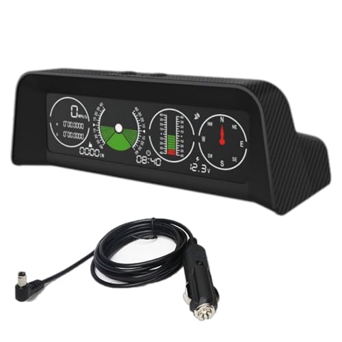 Car Inclinometer, HUD GPS Speedometer MPH KMH, Digital Level Tilt Gauge Compass Altimeter Night Vision Universal for Cars SUVs Trucks Offroad Vehicles Dashboard