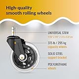 Office Owl Set of 5 Replacement Chair Caster Wheels for Desk & Gaming - Clear - NOT Compatible with IKEA Chairs