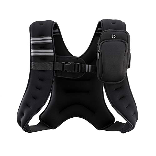 ZELUS Weighted Vest, 6lb/8lb/12lb/16lb/20lb/25lb/30lb Weight Vest with Reflective Stripe for Workout, Strength Training, Running, Fitness, Muscle Building, Weight Loss, Weightlifting, Black(12 lb)