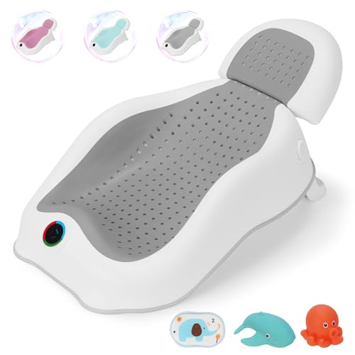 babove Baby Bath Support | Newborn Bathtub,Ideal for Babies Less Than 6 Months Old with Thermometer Baby Bather, Baby tubs for Baby tubs for Newborn Essentials Must Haves-Baby tub (Gray)