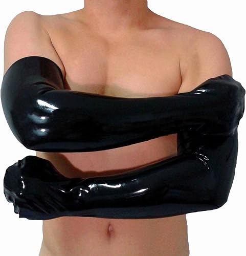 SALANSEX Black Latex Rubber Mitts Long Fist Gloves 20INCH for Cosplay Party Holiday (Customized Size)