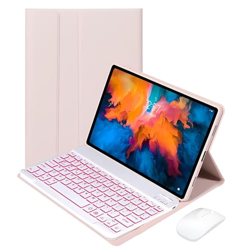 Keyboard Case for Lenovo Tab P11 2nd Gen (11.5 Inch)/Pad Plus 2023, Backlit Keys, Wireless Detachable Keyboard with Bluetooth Mouse,Pink