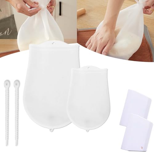 Kneading Dough Bag, Silicone Kneading Bag, Food Grade Silicone Dough Kneading Bag, Silicone Kneading Dough Bag, Flour‑mixing Pastry Bag for Kitchen Cooking (2pc-mix)