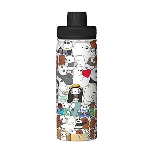 CONPELSON 18OZ Sports Insulated Water Bottle We Bare Anime Bears Stainless Steel Kettle Novelty Portable Cup for Travel Gym Outdoor Sports