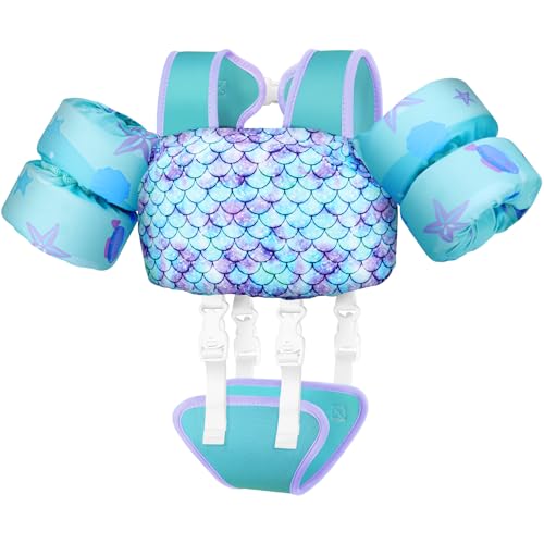 Vvinca Toddler Swim Vest for Kids 13-30lbs Boys Girls Puddle Jumper Toddlers Pool Floaties Jacket with Adjustable Crotch Strap Sleeves Shoulder for 1 2 3 Years Old Baby Infant Learn to Swimming