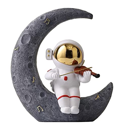 Paimuni Figurine Home Decor Resin Astronaut Statue Collectible Spaceman Sculpture Decorative Music Ornament for Desktop Bookshelf Office Living Room