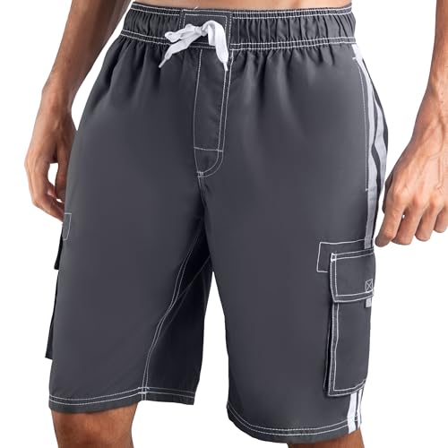 Kanu Surf Men's Standard Barracuda Swim Trunks (Regular & Extended Sizes), Charcoal, X-Large