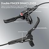 MEROCA Road and Mountain Bike Hydraulic Disc Brake Kit 2 Calipers and 3 Finger Brake Levers M4 Four-Piston Oil Brake (A Pair of Oil Brakes (Left Rear and Right Front))