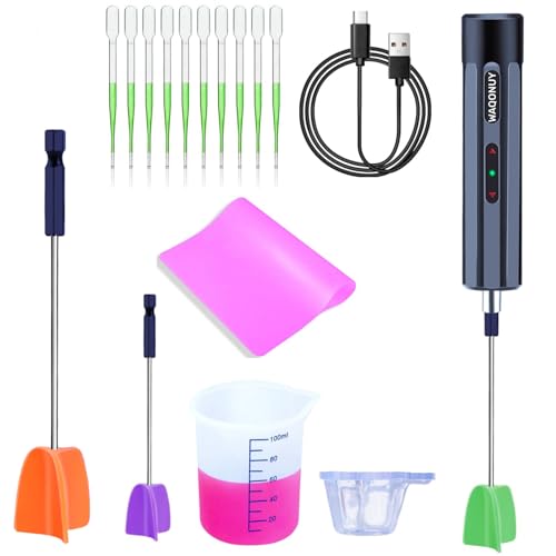 Rechargeable Epoxy Resin Mixer,USB Handheld Electric Resin Mixer for Mixing Epoxy Without Bubbles, Resin Stirrer for Tumblers Epoxy, Resin Molds, Glazes and Paint (Grey) (White)