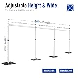 Hecis 10x30Ft Pipe and Drape Stand, Heavy Duty Backdrop Stand, 6-10' Tall x 10-30' Wide Adjustable Pipe and Drape, Backdrop Stand, Aluminium Backdrop Stand for Event,Birthday Party and Wedding Decor