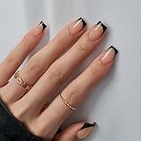 BTArtboxnails Black French Press On Nails - XCOATTIPS French Series Short Square Nails, Soft Gel Nail Tips, French Tips Press On Nails Soak Off Acrylic Fake Nails Glue On Nails