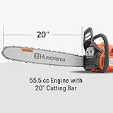 Husqvarna 455 Rancher Gas Chainsaw, 55-cc 3.5-HP, 2-Cycle X-Torq Engine, 20 Inch Chainsaw with Automatic Oiler, For Wood Cutting, Tree Trimming and Land Clearing