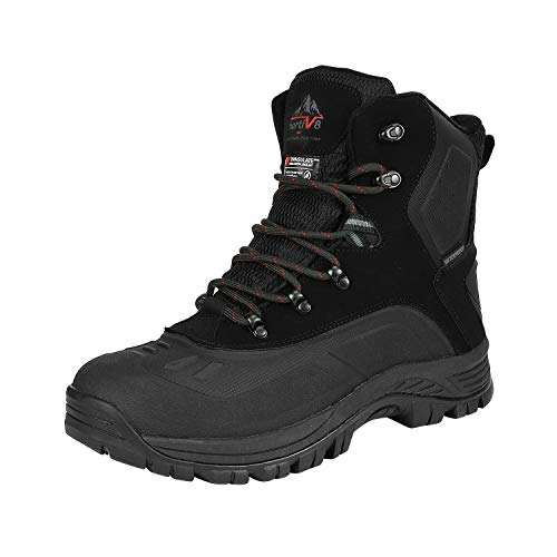 NORTIV 8 Men's Insulated Waterproof Construction Hiking Winter Snow Boots,Size 12,Black,180411