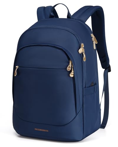 LIGHT FLIGHT Travel Laptop Backpack Women, 15.6 Inch Laptop Backpack with USB Charging Hole, Water Resistant College Bookbag, Large Capacity Black Computer Backpacks for Work, Blue