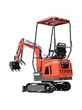 TYPHON Terror ONE Storm Mini Excavator – 1 Ton Trench Digger with Canopy, Hydraulic Thumb Clip, Hydraulic Oil Cooler, 13.5hp EPA Engine USA