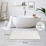 ZIKIBL Stone Bath Mat Diatomaceous Earth Shower Mat Non-Slip Super Absorbent Diatomite Stone Mats for Bathroom Floor/Ktichen Cuonter Quick-Drying Easy to Clean (24''*16''White)