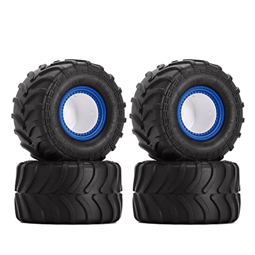 INJORA RC Monster Truck Wheel Rim Tires Set 70 * 38mm Tires for 1/24 RC Crawler Car Axial SCX24 Bronco Gladiator C10 JLU Deadbolt B17 FMS FCX24 and TRX4MT, MT1012 (Blue)