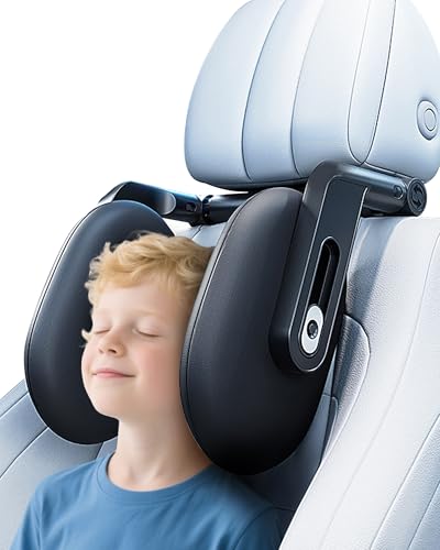 Car Headrest Pillow, 2025 Upgrade 360° Rotating Travel Headrest, 3-Point Linkage Adjustable, Thickened Breathable Memory Foam Headrest, Travel Car Sleeping Pillow for Kids, Adults