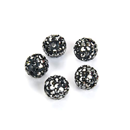 100pcs Adabele Grade A Suncatcher Crystal Rhinestone Pave Loose Beads 12mm Jet Hematite Black Polymer Clay Disco Ball Spacers Compatible with Shamballa All Craft Jewelry Making DB12-31