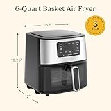 Cuisinart Air Fryer Oven – 6-Qt Basket Stainless Steel Air Fryer – Dishwasher-Safe Parts with 5 Presets – Roast, Bake, Broil, Air Fry and Keep Warm – Quick & Easy Meals – AIR-200