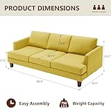 Busaurus 3 Seater Sofa Couch with Deep Seats, 89" Mid Century Modern Upholstered Sofa with Armrests, Comfy Couches for Living Room, Bedroom, Apartment and Office (Yellow)