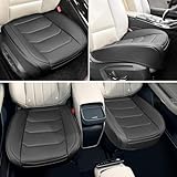 BOPUOVRE Car Seat Cover for Luxury & Comfort - PU Leather, Anti-Slip, Full Wrap Protection with Storage Pocket for Bottom Cushion - Universal Fit for 95% of Vehicles (Black,2 Piece)