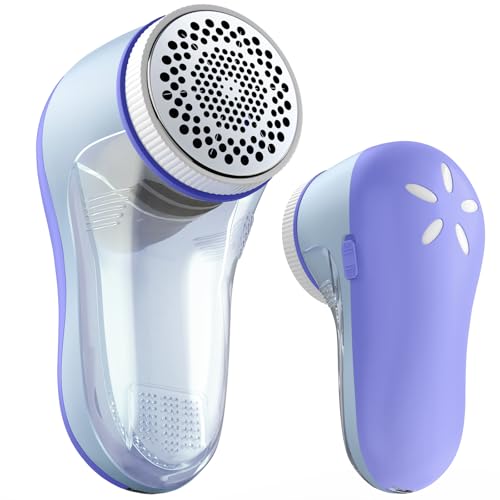 POPCHOSE Fabric Shaver, Lint Remover for Clothes, Electric Lint Shaver with 6-Leaf Blades, Sweater Shavers to Remove Pilling for Clothing, Couch, Furniture, Fuzz, Lint Ball, Bobbles, Bluish-Purple