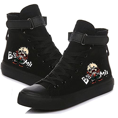 DHSPKN Anime Mha Canvas Shoes Deku Izuku Todoroki Sneakers Anime Cosplay High top Canvas Shoes Black