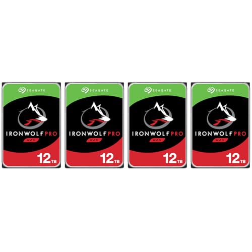 Seagate IronWolf Pro SATA III 3.5" Internal NAS Hard Drive, 7200 RPM - 12TB, 4-Pack