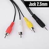 Connector and Terminal 2.5mm Mini Stereo Aux Jack Male to 3 RCA Audio AV Video Equipment | in-Out Cable Plug Component Adapter (1.5m/5ft)