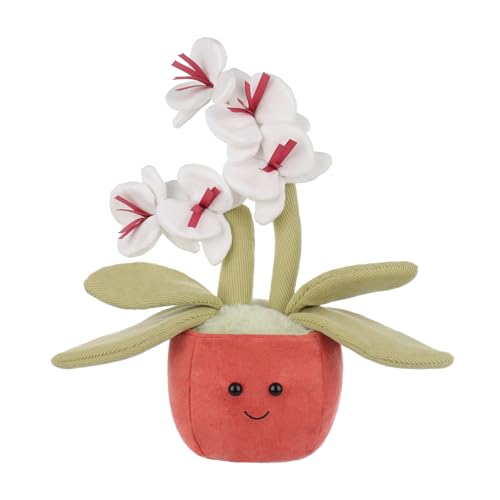 Apricot Lamb Potted Flower Plush Butterfly Orchid Plant Stuffed Animals for Kids, Soft Cute Plushies Toys for Baby Girl and Boy, Fluffy Potted Flower Butterfly Orchid Plant