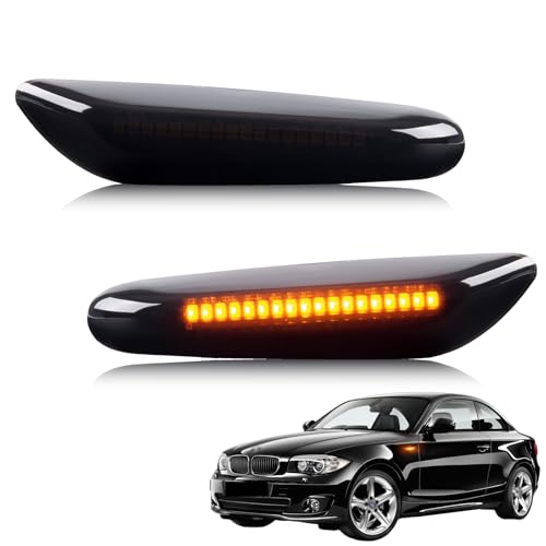 Gempro 2-Pack Amber LED Side Marker Turn Signal Lights Smoke Lens Blinker for BMW E90 E91 E92 E93 E46 E53 E60 E61 X3 E83 X1 E84 E81 E82 E87 E88
