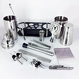 17Pcs Cocktail Shaker Set 750ml, 750/600ml Bartending Kit 25oz, 25/20oz Bar Shakers Tools Bartender Kit with Recipe Book Black Stand