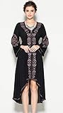 R.Vivimos Womens Cotton Embroidered High Low Long Dresses XL Black