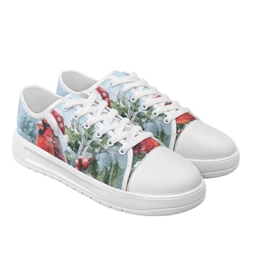 Twousenru Cardinal Women's Low-Top Slip ons Sneakers Canvas Shoes Fashion Casual Tennis Shoes with White Thick Soft Sole Lace-up Classic Walking Sneakers for Teenage Girls Colleges US 13