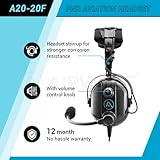 AIRVOICE Aviation Headset for Pilots with Passive Noise Cancellation, PNR Aviation Headset with Comfortable Earpads and Flexible Microphone, General Aviation Headset with Carrying Case Black