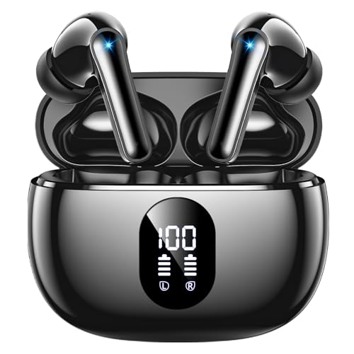 ZZU Wireless Earbuds, Bluetooth Ear Buds with Big Bass Stereo Sound, 48 Hours Playtime, Lightweight in-Ear Fit Earphones, IPX7, Hands-Free Calls with AI for iPhone, Android, Pad, Sports, Workout
