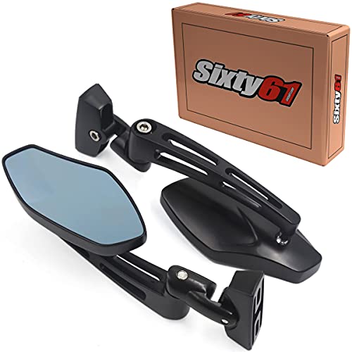 Black Mirrors Compatible With Yamaha R1 R6 R6S FZ6 FZ6R Convex Adjustable Aluminum