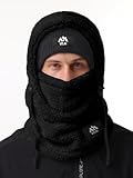 VELAI Balaclava Fleece Ski Mask for Men Women Winter Face Masks Windproof Hooded Scarf Cold Weather Hat Neck Warmer(Black)