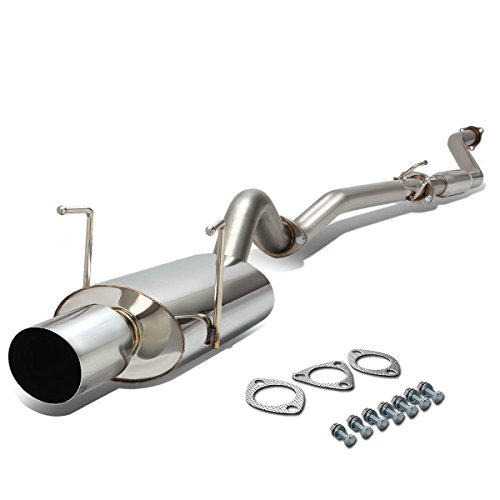 DNA MOTORING CBE-OE-HC02SI Stainless Steel Cat Back Exhaust System [Compatible with 02-05 Honda Civic Si EP3 Hatchback]