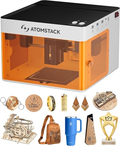 ATOMSTACK P1 5W Laser Engraver, Laser Cutter, Unibody Laser Engraving Machine, 10000 mm/min, 5000mW Diode for Beginners DIY, Wood, Leather, Acrylic, Metal, Portable, Single Laser, Class 1 Safe